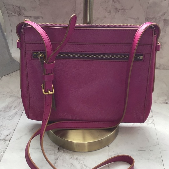 Fossil Handbags - Fossil Magenta Leather Crossbody Bag